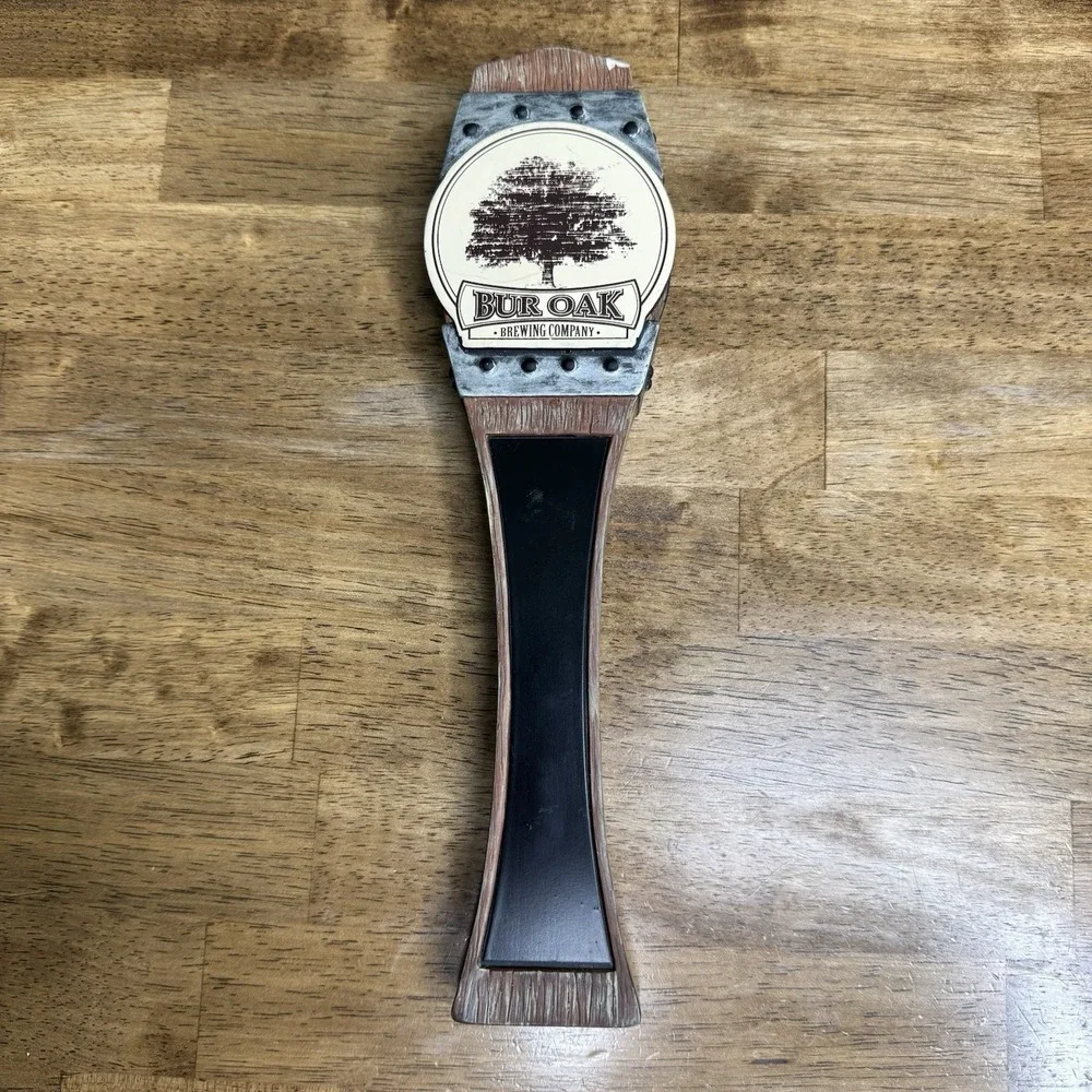 Bur Oak Brewing Company Beer Tap Handle Wood Look Draft Tap Knob Bar Pub